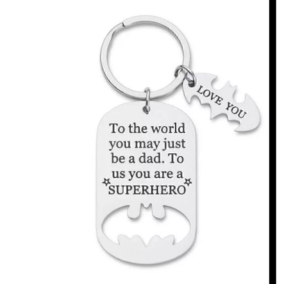 Dad is Superhero Stainless Steel Keychain BRAND NEW - Picture 2 of 3